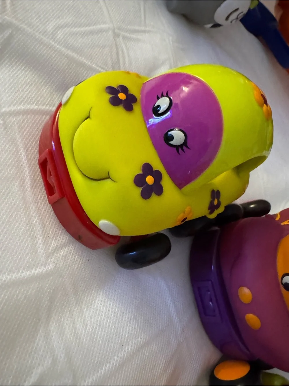 Bright Trio of Kids Push Toy Cars - Orange, Yellow & Purple